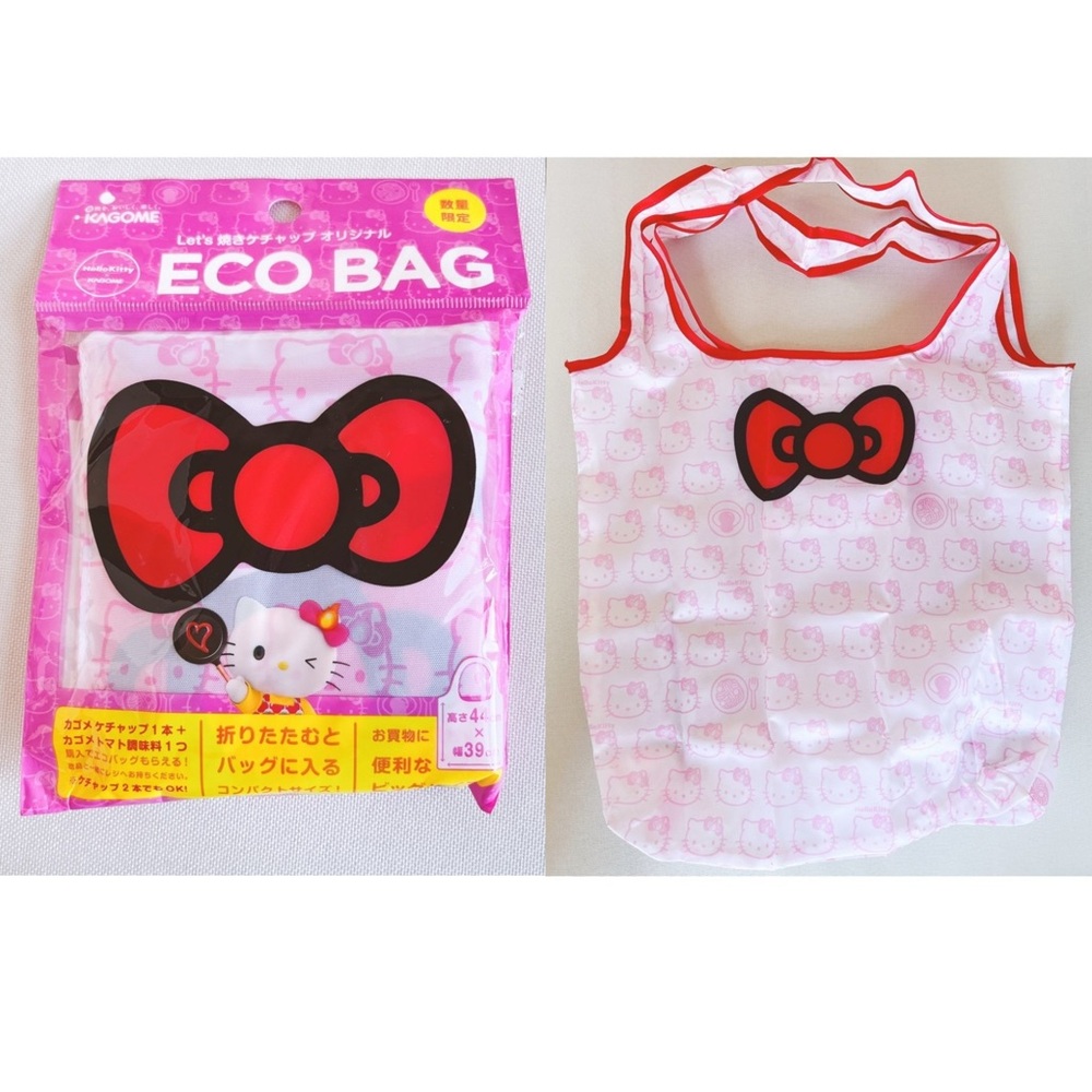 Brand New Hello Kitty x Kagome pink ribbon foldable reusable large shopping tote